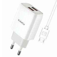 Kaku Charger punjač 2x USB 15W 2.4A + Micro USB kabel 1m, bijela