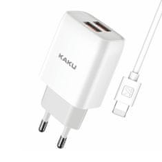 Kaku Charger punjač 2x USB 15W 2.4A + Lightning kabel 1m, bijela