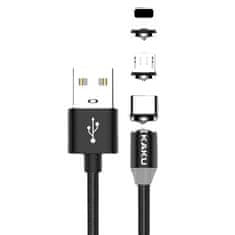 Kaku Magnetic 3in1 kabel USB - Lightning / USB-C / Micro USB 3A 1m, crno