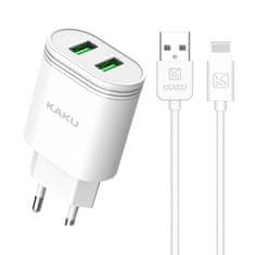 Kaku Charger punjač 2x USB 12W 2.4A + Lightning kabel 1m, bijela