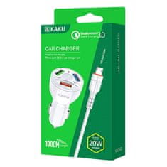 Kaku Car Charger auto punjač 3xUSB QC 4.8A 20W + Micro USB kabel, bijela