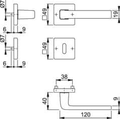 Hoppe 1124 / 843KV / 843KVS kuka s rozetom Dublin OB, F94-1, aluminijska