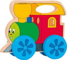 Woody vlak na kotačima s ručkom