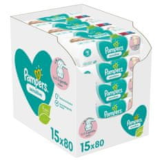 Pampers Sensitive Baby maramice za bebe, 15 pakiranja = 1.200 komada