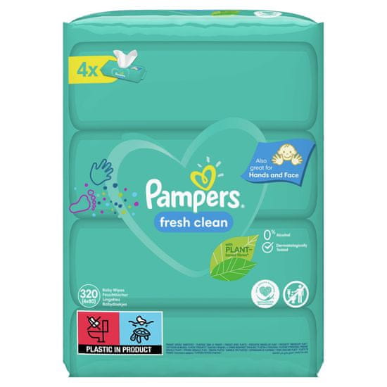 Pampers XXL Fresh Clean hidratantne maramice, 4x80 komada