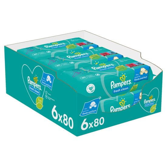 Pampers Fresh Clean dječje vlažne maramice, 6x 80 komada