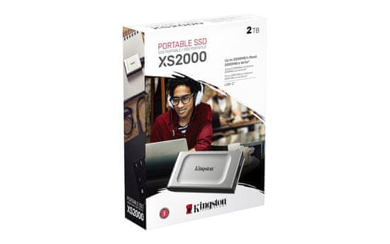 Kingston SSD disk, prijenosni 2TB, XS2000, USB C 3.2, 2000/2000MB/s