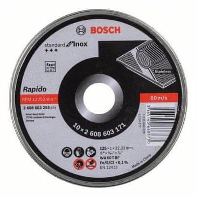 Bosch Standard for Inox - Rapido ravna ploča za rezanje, WA 60 T BF, 125 mm, 22,23 mm, 1,0 mm (2608603255)