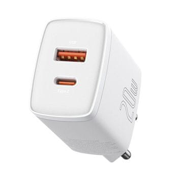 BASEUS Compact Quick punjač USB-C / USB 20W 3A PD QC, bijela