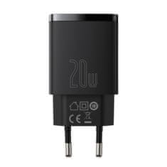 BASEUS Compact Quick punjač USB-C / USB 20W 3A PD QC, crno