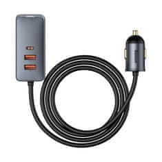 BASEUS Share Together auto punjač 2x USB / 2x USB-C 120W QC PD, siva