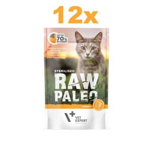 Vet Expert Raw Paleo Sterilised mokra hrana za mačke, puretina, 12 x 100 g
