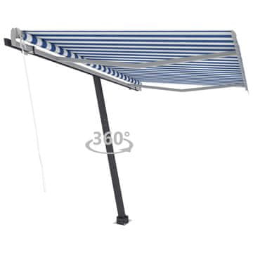 Vidaxl Samostojeća automatska tenda 300 x 250 cm plavo-bijela