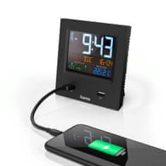 Hama radio-upravljani sat sa dvostrukim USB ulazom, crni