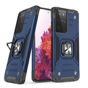 WOZINSKY Oklopna hibridna maskica s magnetskim držačem za Samsung Galaxy S22 Ultra Ring Armor - plava