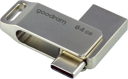 Goodram ODA3 USB stick, 64 GB, USB 3.2–tip C, srebrni