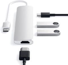 Satechi Slim Type-C MultiPort adapter, aluminij, HDMI 4K, PTC, 2x USB 3.0, Silver