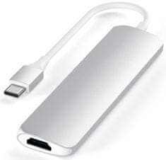 Satechi Slim Type-C MultiPort adapter, aluminij, HDMI 4K, PTC, 2x USB 3.0, Silver