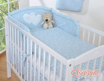 Bobono Posteljina od 3 dijela 120x90 - Plava livadna srca