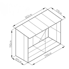 IWHOME Metalno skladište za drva HESTIA AW-C svijetlo siva, 302x119x190 cm