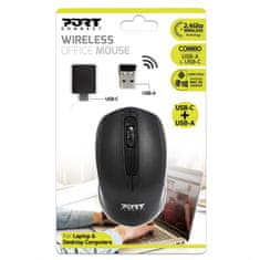 Port Designs Miš, bežični, USB-A, USB-C