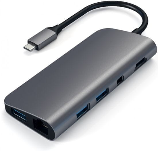 Satechi Type-C Multimedia adapter, aluminij, HDMI 4K, USB-C, Ethernet, USB 3.0, MicroSD, MiniDP, Space Gray
