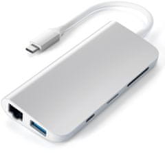 Satechi Type-C Multim. adapter, aluminij, HDMI 4K, USB-C, Ethernet, USB 3.0, MicroSD, MiniDP Silver