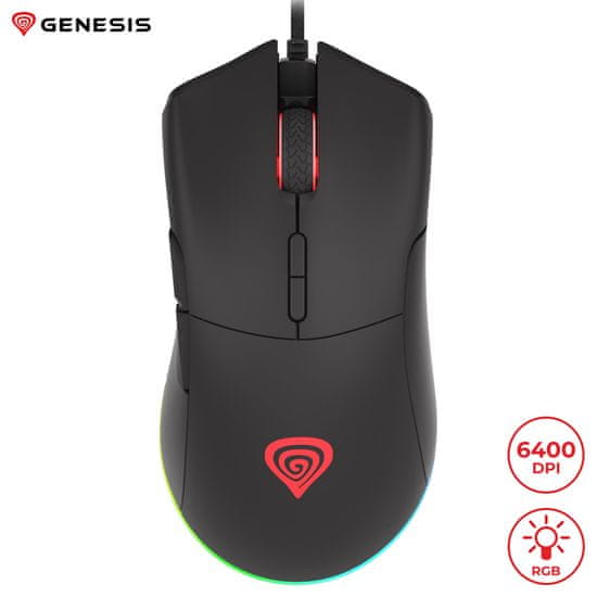 Genesis Krypton 290 gaming miš, optički, 6.400dpi, crni