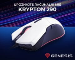 Genesis Krypton 290, gaming optički miš, RGB osvjetljenje, 7 linija. tipke, 6.400 dpi, memorija, aplikacija, bijela/crna