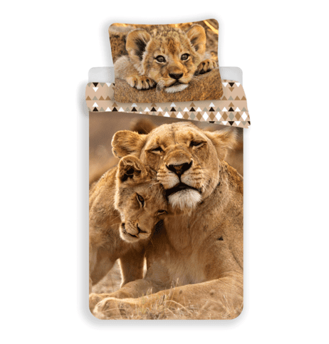 Jerry Fabrics pamučna posteljina, 140 x 200 cm/70 x 90 cm, lavovi