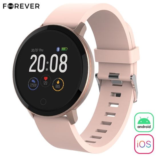 Forever ForeVive Lite SB-315 pametni sat, Bluetooth 5.0, Android + iOS aplikacija, IP67, ružičasto-zlatna