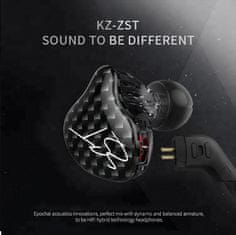 KZ ZST hybridné HiFi slušalice, crno