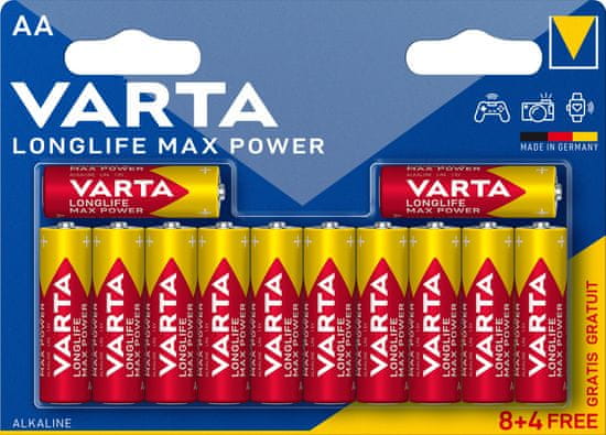 Varta Longlife Max Power baterije, 8+4 AA, 2 blistera (4706101462)