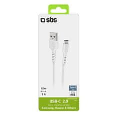 SBS USB-C u USB 2.0 podatkovni kabel, 1,5 m, bijeli