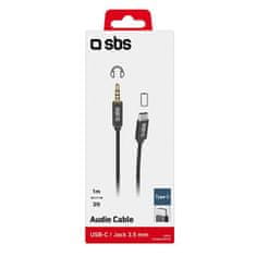 SBS USB-C u 3,5 mm Jack audio adapter, 1 m, crni