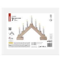 EMOS LED drveni svijećnjak, 29 cm, 3× AA, unutarnji, toplo bijeli, s mjeračem vremena