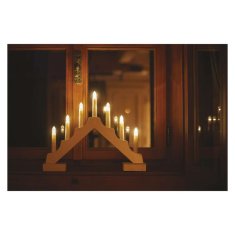 EMOS LED drveni svijećnjak, 29 cm, 3× AA, unutarnji, toplo bijeli, s mjeračem vremena