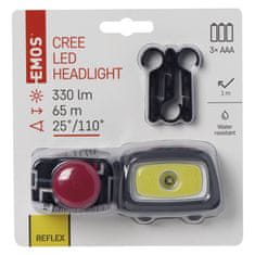 EMOS P3531 LED svjetiljka za glavu, COB+CREE, 3xAAA, 330 lm, 65m