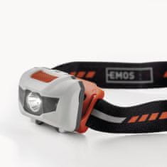 EMOS LED svjetiljka za glavu, 1W+2LED, 3xAAA, 85 lm, 65m