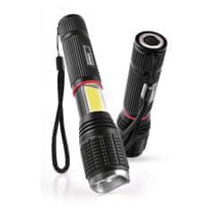 EMOS ručna LED svjetiljka, metalna 5W + 3W COB, 230 lm, 3x AAA, fokus