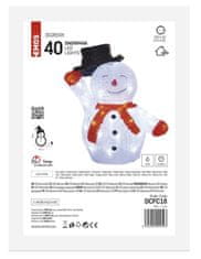 EMOS LED božićni snjegović sa šeširom, 36 cm, unutarnji i vanjski, hladno bijela, s timerom