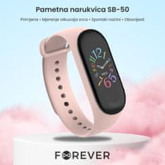 Forever FitBand SB-50 pametna narukvica, Bluetooth 5.0, aplikacija, vodootporna IP65, roza