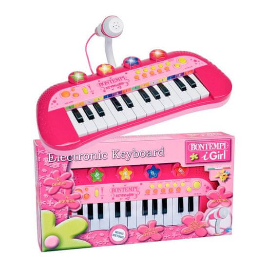 Bontempi klavijatura s mikrofonom, 24 tipke, roza