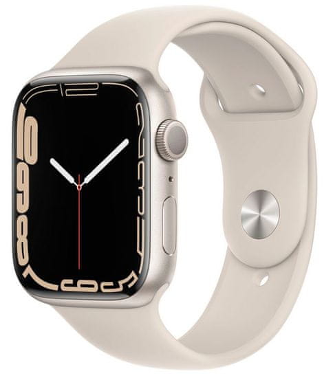 Apple Watch Series 7 pametni sat, GPS, 45 mm, aluminij, Starlight, Starlight Sport remen (MKN63BS/A)