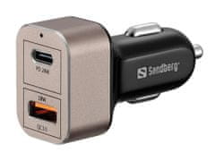 Sandberg brzi USB punjač za automobil, 24 W, metalik smeđi