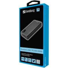 Sandberg prijenosna baterija, USB-C, 20 W, 20000 mAh, crna