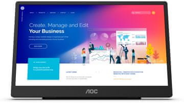 AOC 16T2 prijenosni monitor, na dodir, FHD, 39,6 cm (15,6"), IPS, USB-C
