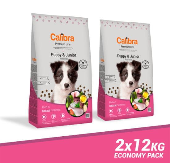 Calibra Premium Line Puppy & Junior hrana za pseće štence, piletina, 2 x 12 kg