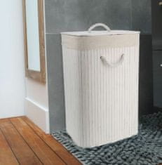 Compactor Bamboo košara za rublje s poklopcem, od bambusa, pravokutna, bijela, 40 x 30 x 60 cm