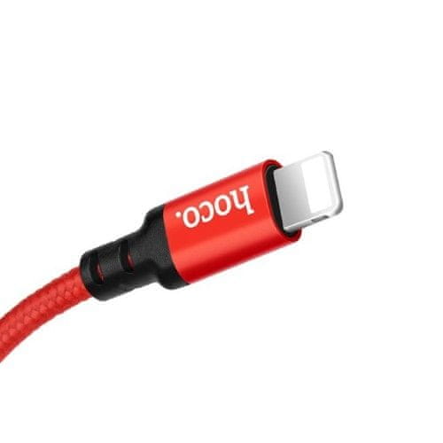 Hoco X14 podatkovni kabel, Lightning na USB, 1m, 3A, pleten, crveni